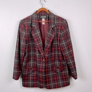 Sag Harbor Plaid Blazer - Red and Gray